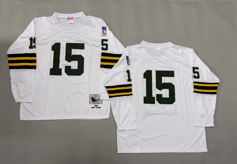Men 2025 Green Bay Packers #15 Starr white Throwback Limited NFL Jersey style 002->green bay packers->NFL Jersey